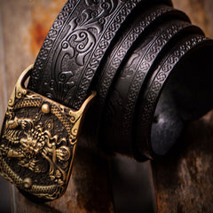 Handmade Genuine Leather Mens Belt Custom Cool Leather Men Black Belt for Men