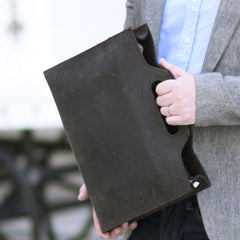 Genuine Leather Mens Cool Clutch Wristlet Bag Briefcase Work Bag Business Bag for men