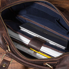 Vintage Leather Mens Travel Bag Cool Overnight Bag Work Handbag Business Bag for Men - iwalletsmen