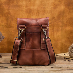 Cool Brown Leather Mens Belt Pouch Mini Shoulder Bag Belt Bag For Men - iwalletsmen