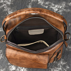 Vintage Brown Leather Men's Small Side Bag Vertical Business Handbag Black Courier Bag For Men - iwalletsmen