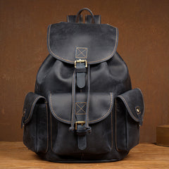 Fashion Brown Mens Leather 15inches Large Backpacks Travel Backpacks School Backpacks for men - iwalletsmen