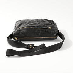 Casual Black Leather Mens Cool Side Bags Messenger Bag Brown Postman Courier Bags for Men - iwalletsmen