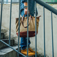 mens tote bag with shoulder strap​ Cool Tote Bags for Men Mens Canvas Tote Canvas And Leather Tote Best Men's Tote Bags