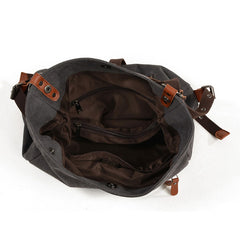 Mens Waxed Canvas Leather Tote Bag Canvas Handbag Canvas Shoulder Bag for Men - iwalletsmen