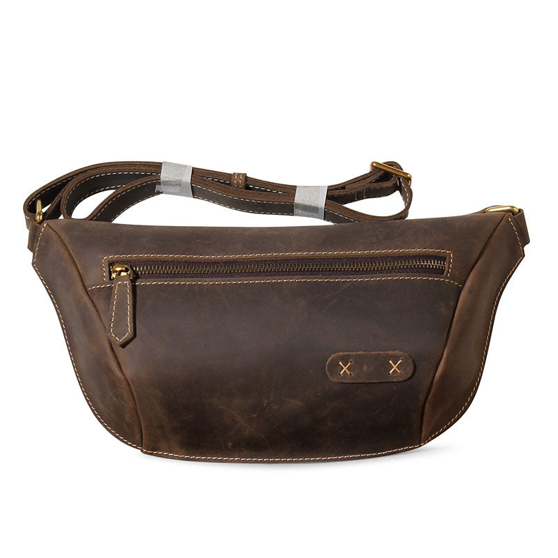 Leather Men Fanny Pack Small Waist Bag Hip Pack Belt Bag Bumbag for Men