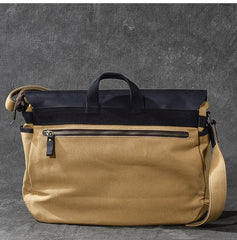 Canvas Leather Mens Army Green Postman Side Bag 14'' Black Messenger Bag Large Shoulder Bag For Men - iwalletsmen