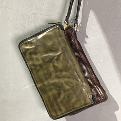 Vintage Green Leather Mens Bifold Long Wallet Brown Wristlet Wallet Brown Clutch Biker Wallet Men - iwalletsmen