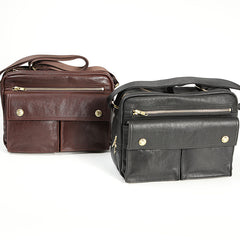 Black Genuine Leather Mens Cool Small Side Bag Messenger Bag Black Courier Bag for Men - iwalletsmen