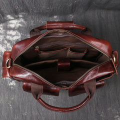 Black Oiled Leather Men's Professional Briefcase 13‘’ Laptop Handbag Business Bag For Men - iwalletsmen