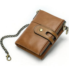 Cool Brown Leather Men's Biker Chain Wallet Black Small Wallet with Chain For Men - iwalletsmen