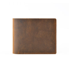 Vintage Brown Leather Men's Small Bifold Wallet Black Slim billfold Wallet For Men - iwalletsmen