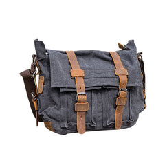 Canvas Mens 14'' Side Bag Courier Bag Gray Postman Bag Messenger Bag for Men - iwalletsmen