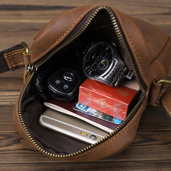 Black LEATHER MEN'S Small Side bag Brown Vertical Phone Bag MESSENGER BAG Courier Bag FOR MEN - iwalletsmen