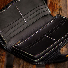 Handmade Leather Carp Mens Chain Biker Wallet Cool Leather Wallet With Chain Wallets for Men