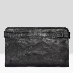 Genuine Leather Mens Cool Long Leather Wallet Bifold Clutch Wallet for Men