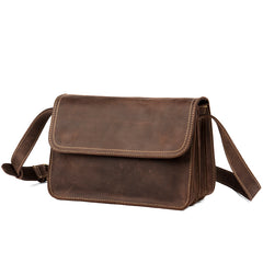 Cool Dark Brown Mens Leather 8inches Small Courier Bag Side Bags Messenger Bags for Men - iwalletsmen