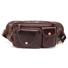 Vintage Brown Leather Men's Fanny Pack Hip Pack Chest Bag Sling Crossbody Bag For Men - iwalletsmen