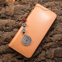 Handmade Leather Mens Chain Biker Wallet Cool Leather Wallet Long Phone Wallets for Men