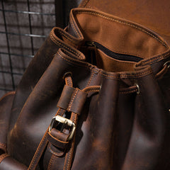 Vintage Mens Leather School Backpacks Satchel Backpack Leather Travel Backpack for Men - iwalletsmen