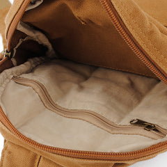 Canvas Brown Mens Sling Bag Khaki Chest Bag One Shoulder Backpack for Men - iwalletsmen