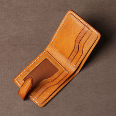Handmade Leather Mens Cool Slim Leather Wallet Card Wallet Holders Men Small Wallets Bifold for Men
