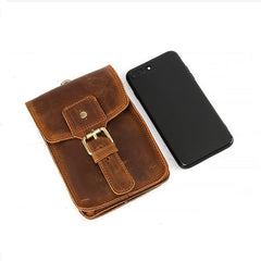 Vintage Brown Leather Men's Belt Pouch Cell Phone Holster Belt Bag For Men - iwalletsmen