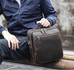 Black Coffee Fashion Leather Mens Vintage Small Handbag Shoulder Bags Side Bag For Men - iwalletsmen