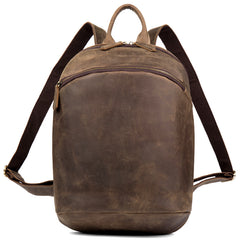Vintage Brown Mens Leather 14 inches Laptop Backpacks Dark Brown Travel Backpacks School Backpacks for men - iwalletsmen