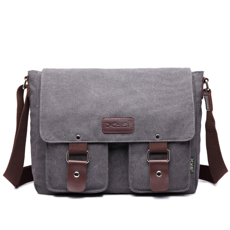 Cool Canvas Leather Mens Black Side Bag Blue Shoulder Bag Red College Bag Messenger Bag for Men - iwalletsmen