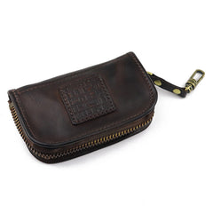 Vintage Brown Leather Men's Car Key Wallet Black Key Zipper Wallet For Men - iwalletsmen