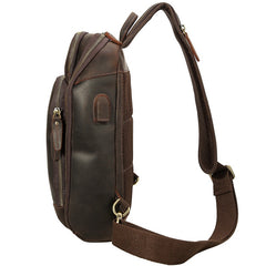 Vintage Brown Leather Men's One Shoulder Backpack Chest Bag Sling Crossbody Pack For Men - iwalletsmen