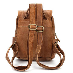 Brown Fashion Mens Leather 12-inch Small Computer Backpacks Laptop Backpacks School Backpack for men - iwalletsmen