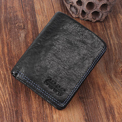 Genuine Leather Mens Cool Slim Leather Wallet Men Small Wallets Bifold for Men