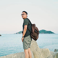 Waxed Canvas Leather Mens Large Backpack Canvas Travel Backpack Barrel Travel Backpacks for Men - iwalletsmen