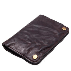 Cool Coffee Leather Mens Vertical Bifold Small Wallet Front Pocket Bifold billfold Wallet For Men - iwalletsmen