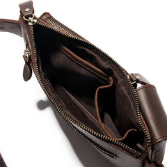 Top Leather Fanny Pack Men's Dark Brown Chest Bag Hip Bag Brown Waist Bag For Men - iwalletsmen