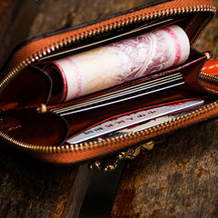 Handmade Leather Tibetan Mens billfold Wallet Cool Chain Wallet Biker Wallet for Men