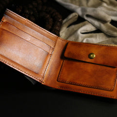 Handmade Leather Lion Mens billfold Wallet Cool Leather Wallet Slim Wallet for Men