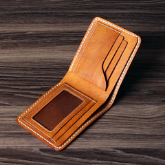 Handmade Leather Mens Cool Slim Leather Wallet Card Wallet Holders Men Small Wallets Bifold for Men