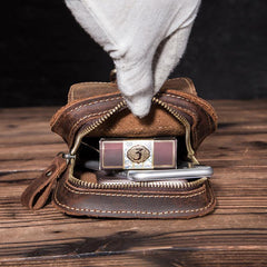 Brown LEATHER MEN'S Phone Holster Small Belt Pouch Mini Waist Bag Vertical Phone Holster FOR MEN - iwalletsmen