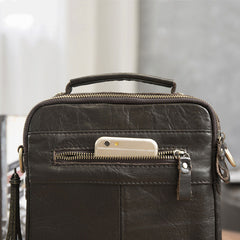 Cool Leather Mens Small Side Bag Messenger Bags Shoulder Bags for Men - iwalletsmen