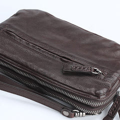 Handmade Leather Mens Cool Long Leather Wallet Zipper Clutch Wristlet Wallet for Men