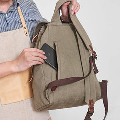 Canvas Mens Womens Backpack Green Travel Rucksack Satchel Backpack Canvas School Backpack for Men - iwalletsmen