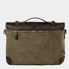 Cool Canvas Leather Mens Gray 14‘’ Office Handbag Shoulder Bag Messenger Bag For Men - iwalletsmen