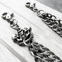 Badass Men's Silver Trifold Skull Pants Chain Biker Wallet Chain For Men - iwalletsmen