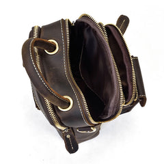 Cool Black Coffee Leather Men Vintage Mini Handbag Small Shoulder Bags Messenger Bag For Men - iwalletsmen
