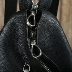 Badass Black Leather Backpack Men's Sling Bag Chest Bag One shoulder Backpack Sling Bag For Men - iwalletsmen