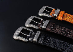Handmade Genuine Leather Punk Rock Floral Mens Cool Men Biker Trucker Leather Belt