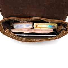 Cool Brown Leather 8 inches Mens Small Courier Bag Messenger Bags Postman Bags for Men - iwalletsmen